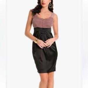 Marciano Vintage Y2K Stretch Silk Mini Dress size Medium Colorblock Neutral